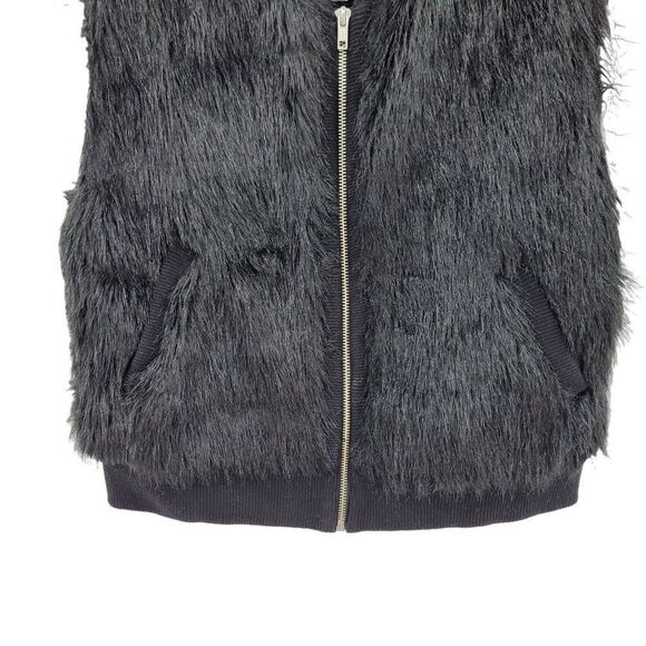 Aiko Womens Vest Faux Vegan Fur Rocker Zip Up Silk Lined Pockets Black XS - Picture 7 of 13